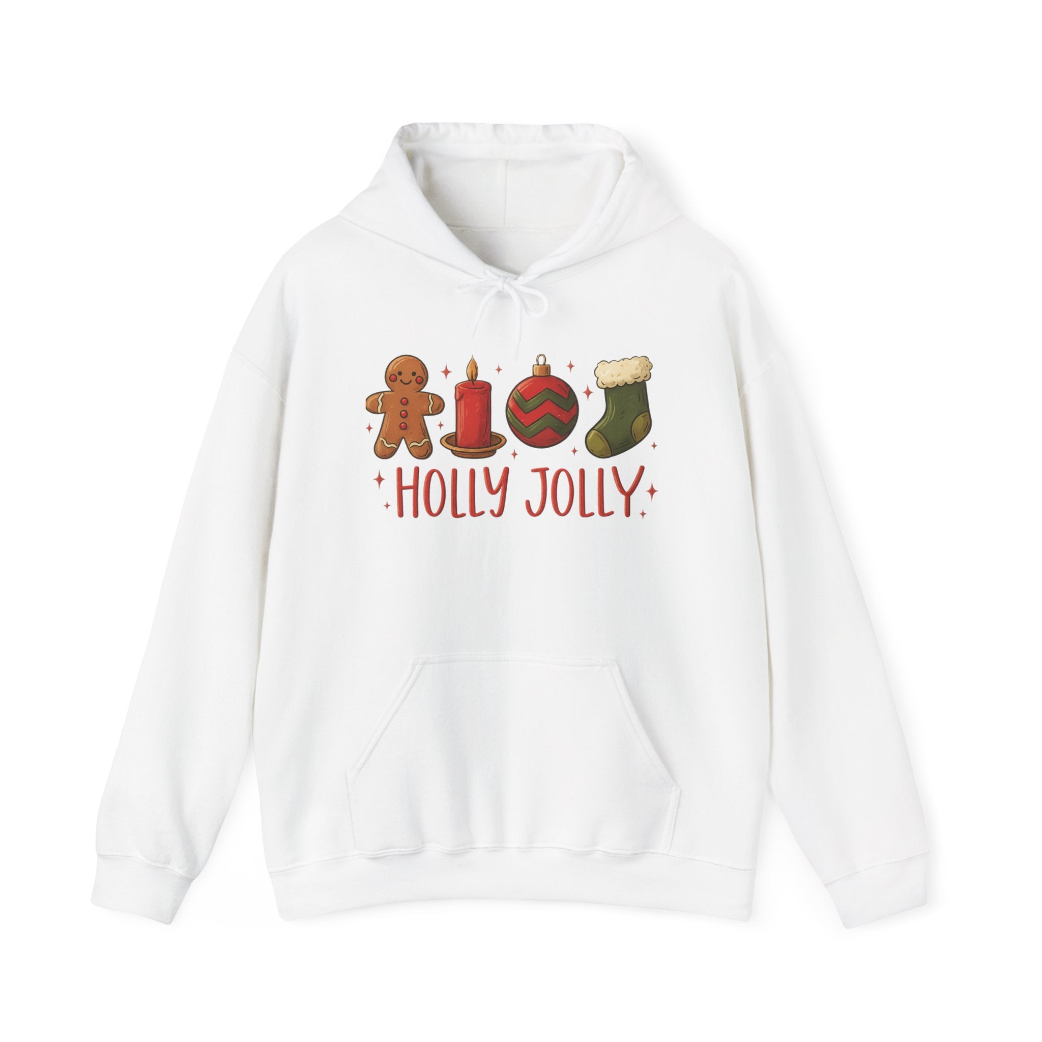 LIMITED EDITION Holly Jolly Christmas Hoodie — Festive Gingerbread, Ornament & Stocking Holiday Sweatshirt