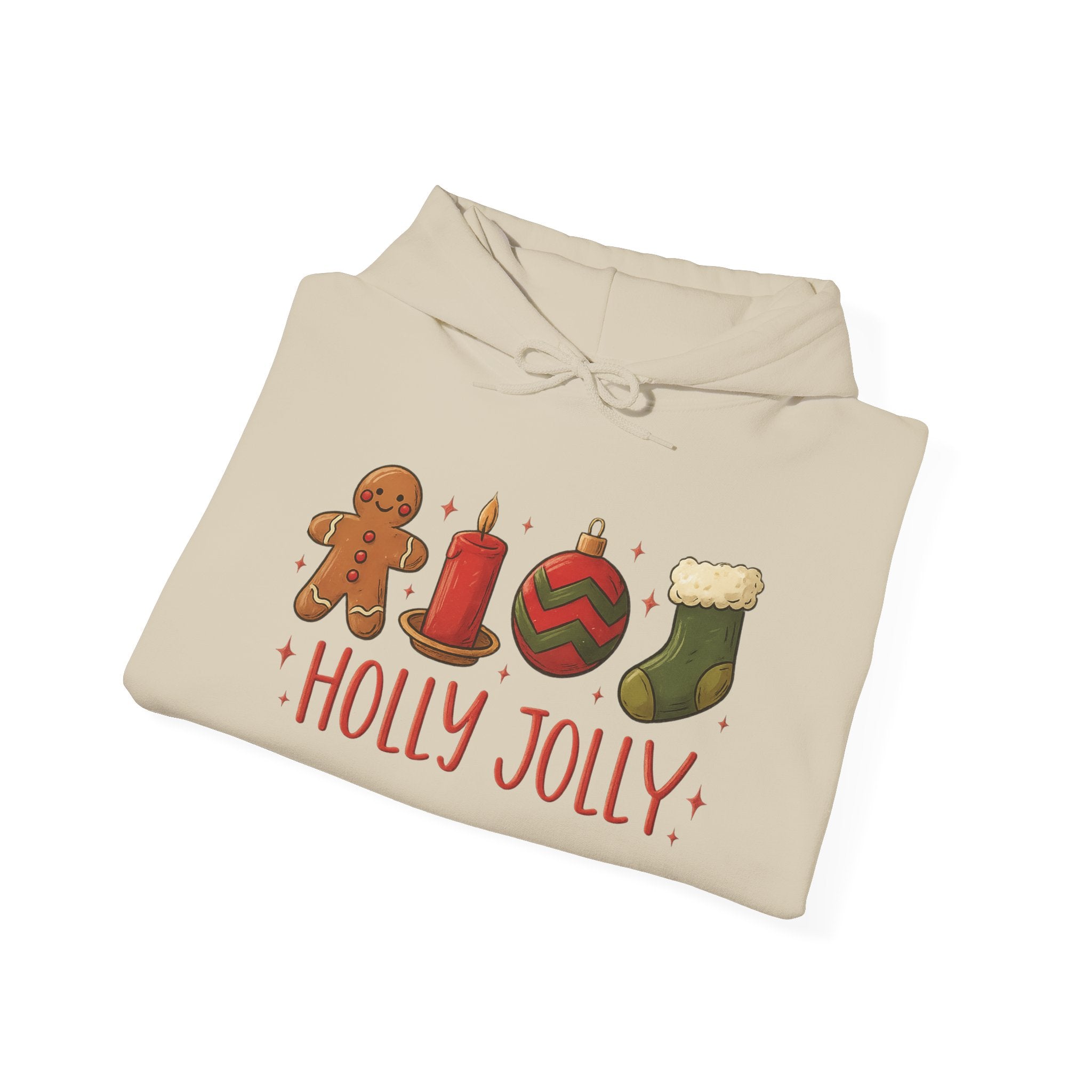 LIMITED EDITION Holly Jolly Christmas Hoodie — Festive Gingerbread, Ornament & Stocking Holiday Sweatshirt