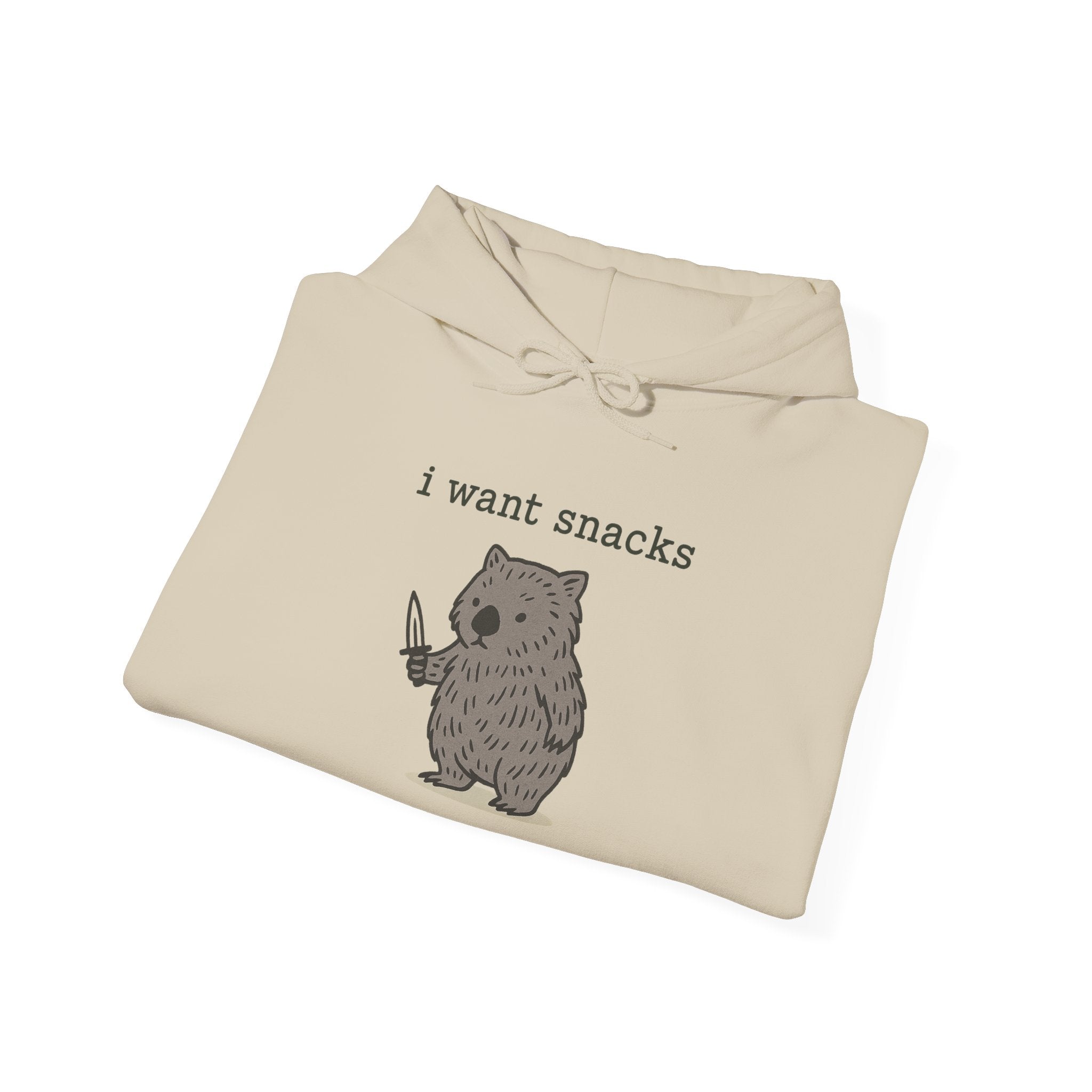 Hoodie — "I Want Snacks" Cute Bear Holding Fork Graphic Sweatshirt