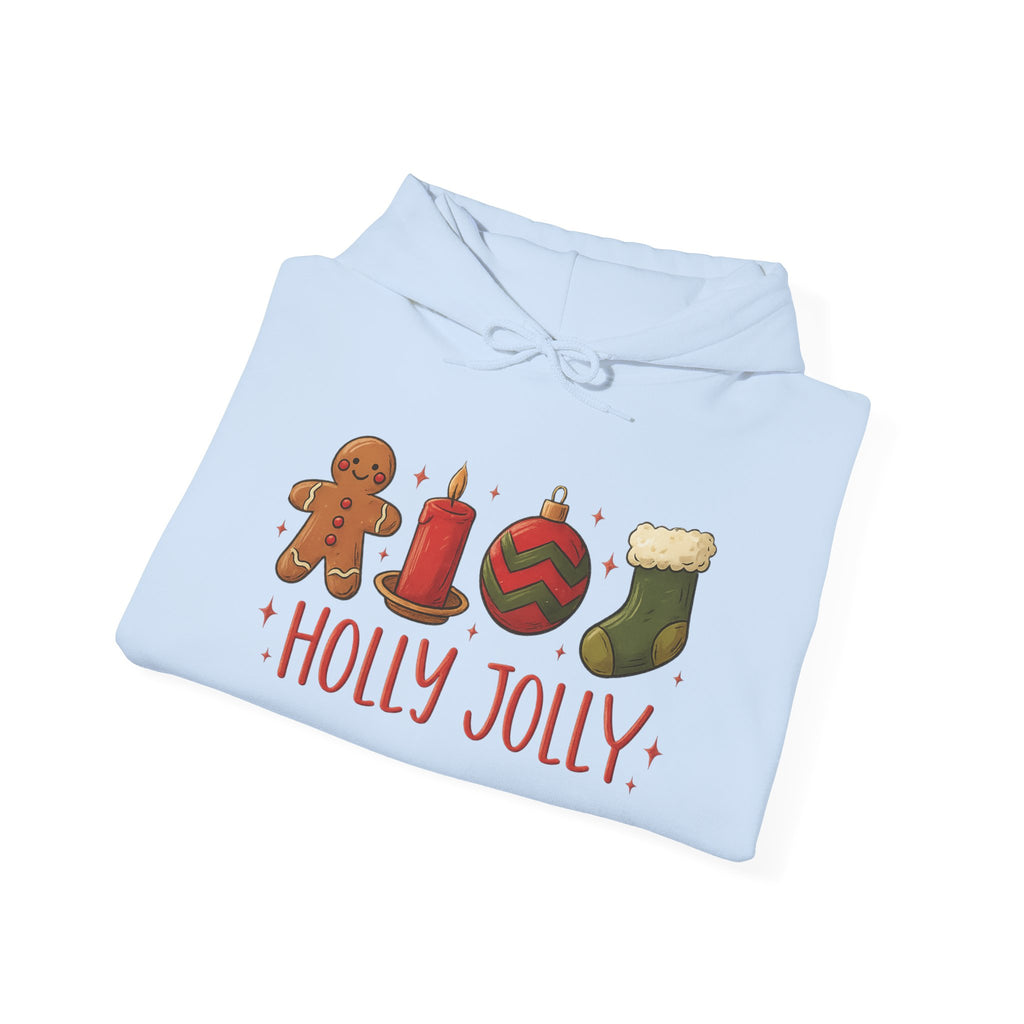LIMITED EDITION Holly Jolly Christmas Hoodie — Festive Gingerbread, Ornament & Stocking Holiday Sweatshirt