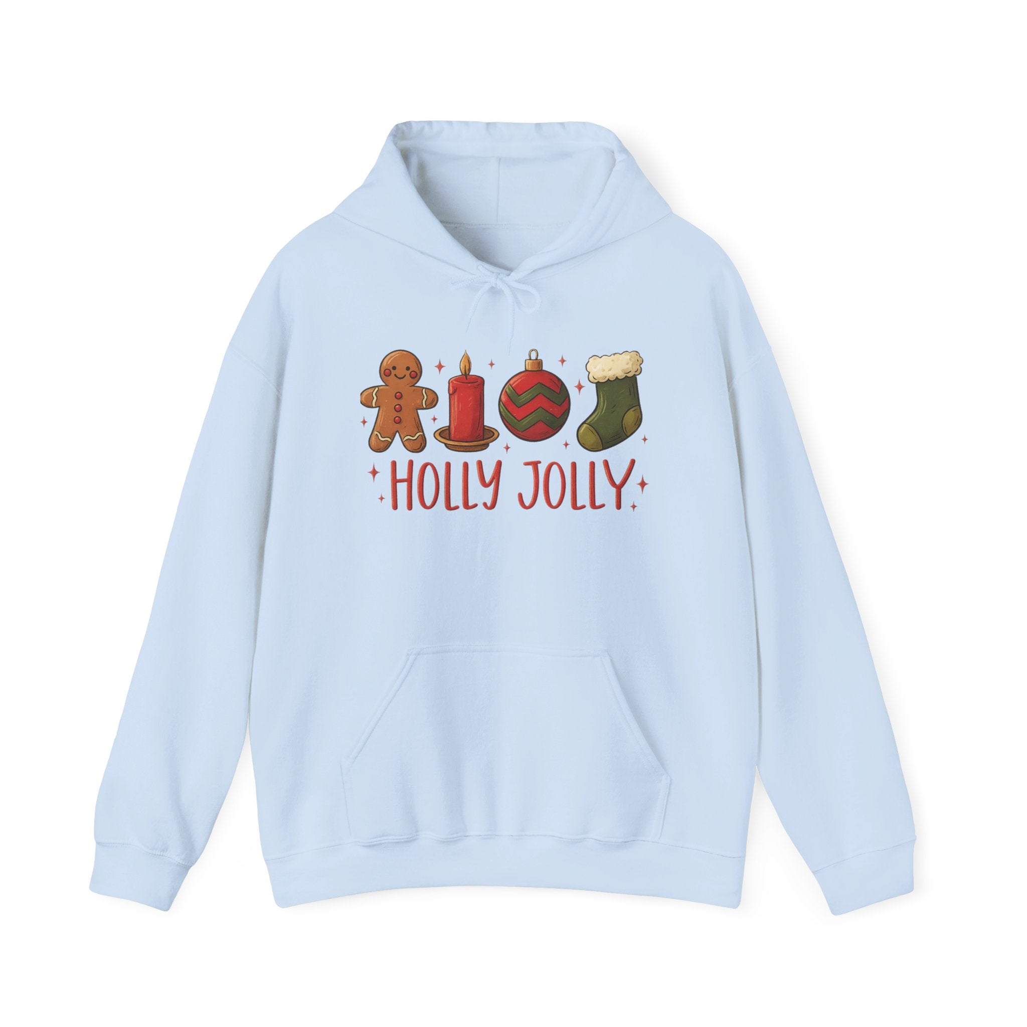 LIMITED EDITION Holly Jolly Christmas Hoodie — Festive Gingerbread, Ornament & Stocking Holiday Sweatshirt