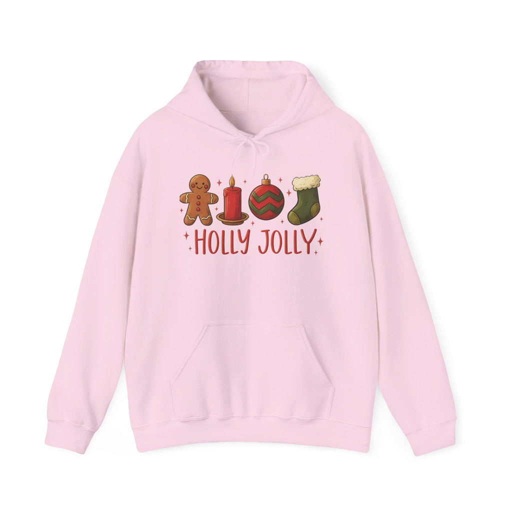 LIMITED EDITION Holly Jolly Christmas Hoodie — Festive Gingerbread, Ornament & Stocking Holiday Sweatshirt