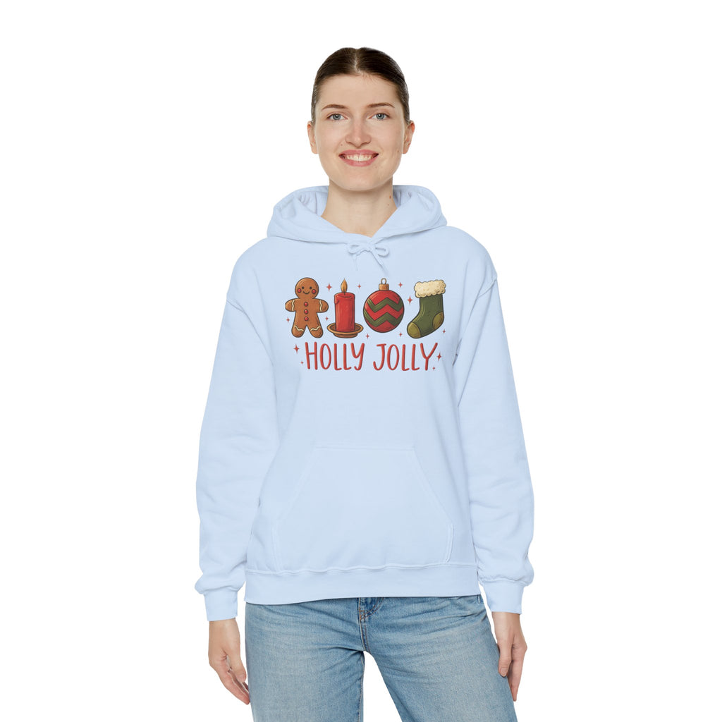 LIMITED EDITION Holly Jolly Christmas Hoodie — Festive Gingerbread, Ornament & Stocking Holiday Sweatshirt