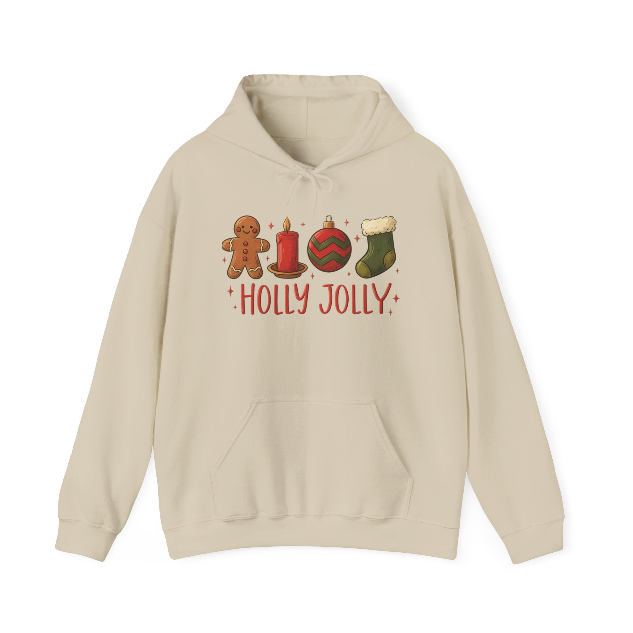 LIMITED EDITION Holly Jolly Christmas Hoodie — Festive Gingerbread, Ornament & Stocking Holiday Sweatshirt