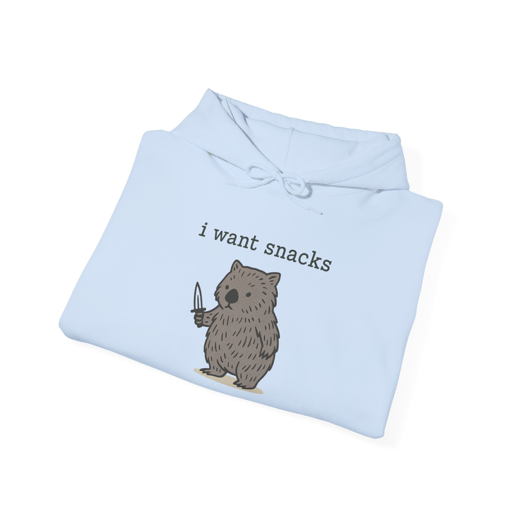 Hoodie — "I Want Snacks" Cute Bear Holding Fork Graphic Sweatshirt