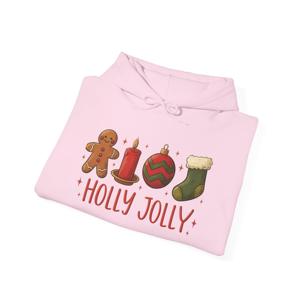 LIMITED EDITION Holly Jolly Christmas Hoodie — Festive Gingerbread, Ornament & Stocking Holiday Sweatshirt